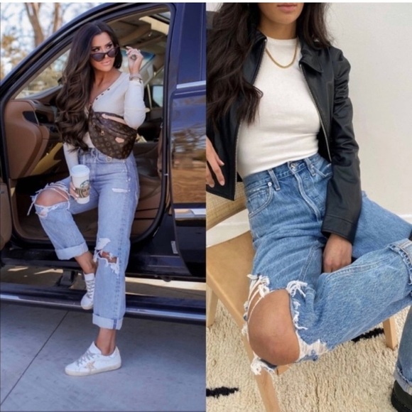 AGOLDE 90s Mid Rise Loose Fit Jean in Fall Out Size 25 High Rise Slouchy Baggy - Picture 3 of 11